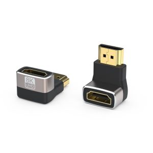 Переходник HDMI F - HDMI M, M-Sol 8K, 90` изгиб вниз, металл