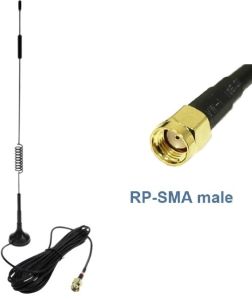 Антенна GSM вертикальная с пружиной, RP-SMA, 3 м