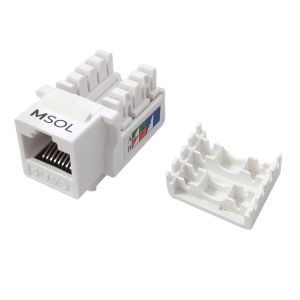 Розетка сетевая модульная MSOL 1208-TJ-1, RJ45, CAT6, защёлки, белый
