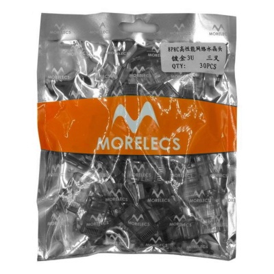 Коннектор RJ-45 Morelecs Чёрный, 1пак/30шт