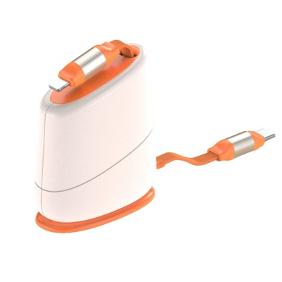 Кабель рулетка USB Type C M - Lighting, 1.1м, настольный, на липучке, 1.1 м, белый