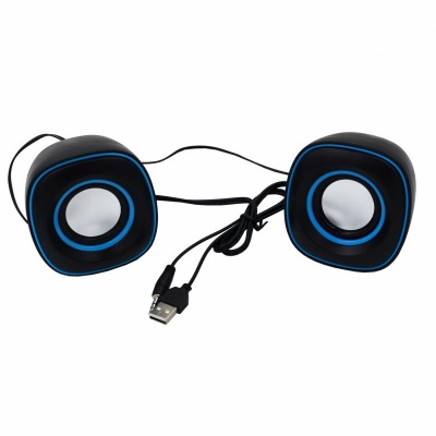 Колонки 2.0 D-015, USB, чёрный-синий