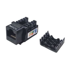 Розетка сетевая модульная MSOL 1208-TJ-2, RJ45, CAT6, защёлки, чёрный