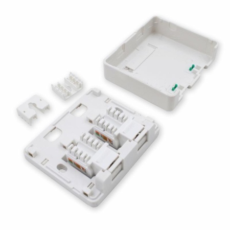 Розетка RJ45/RJ45, зажим, настенная