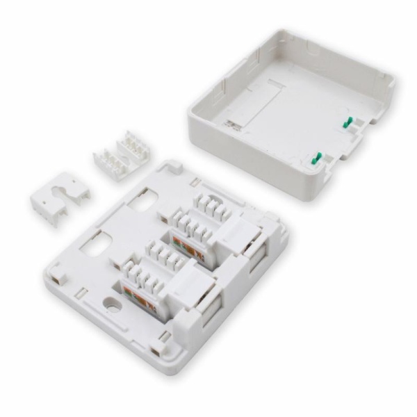 Розетка RJ45/RJ45, зажим, настенная