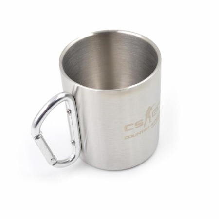 Кружка CS, нержавейка двойная, ручка карабин