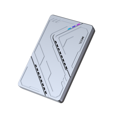 Внешний бокс MSOL K803, USB3.1 TypeC, чип RTL9201R, серебристый