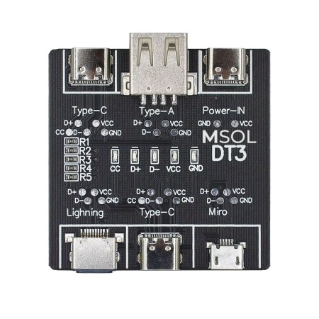 Тестер USB кабелей DT3 (Type-A, MicroUSB, Type-C, Lightning)