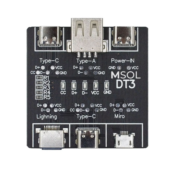 Тестер USB кабелей DT3 (Type-A, MicroUSB, Type-C, Lightning)
