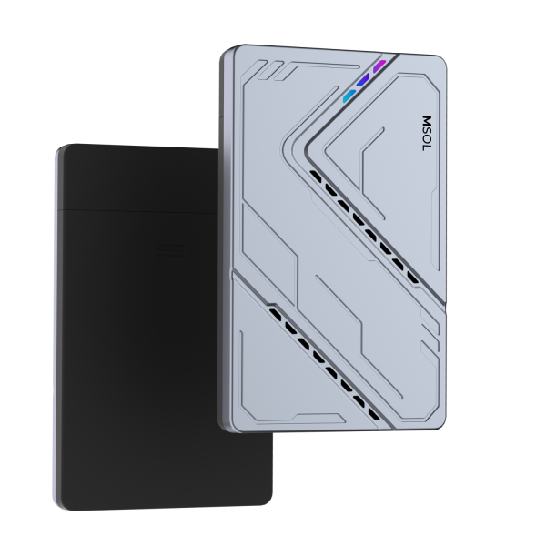 Внешний бокс MSOL K803, USB3.1 TypeC, чип RTL9201R, серебристый