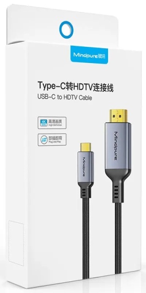Кабель USB Type C - HDMI Mindpure, AD057, LX10717, 4K 60Hz, 1.2 м