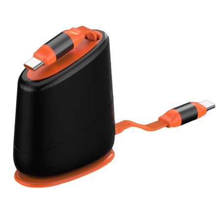 Кабель рулетка USB Type C M - Type C M, 1.1 м, настольный, на липучке, 1.1 м, чёрный