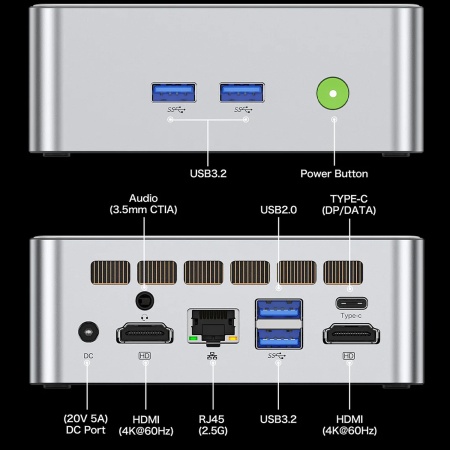 Неттоп GMKtec M3, Intel Core i5 12450H, 16Гб / 1Тб
