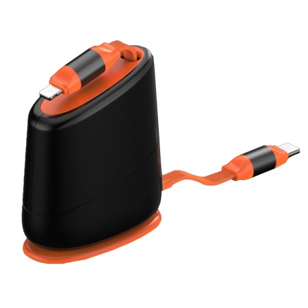 Кабель рулетка USB Type C M - Lighting, 1.1м, настольный, на липучке, 1.1 м, чёрный