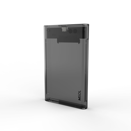 Внешний бокс MSOL K2590A, USB3.1 TypeC, чип RTL9201R, прозрачный тёмный