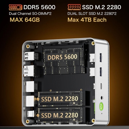 Неттоп GMKtec K8, AMD Ryzen 7 8845HS, 32Гб / 1Тб