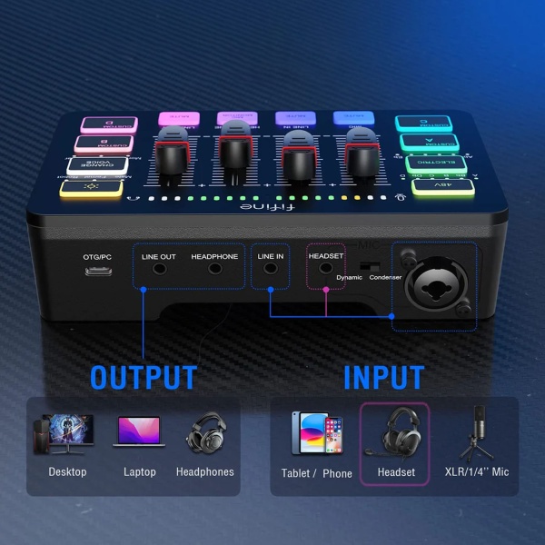 Внешняя звуковая карта для стриминга Fifine Amplitank SC3, чёрная