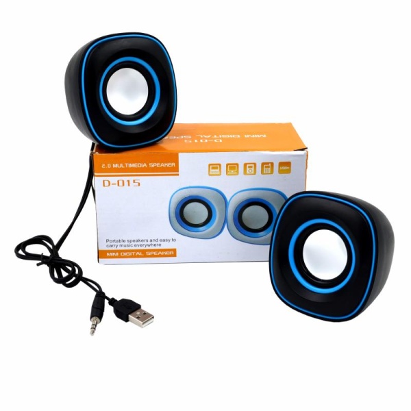 Колонки 2.0 D-015, USB, чёрный-синий