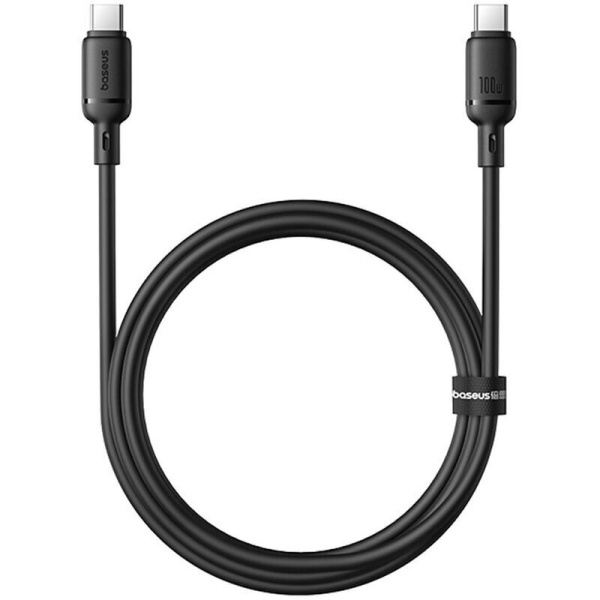 Кабель TypeC M - TypeC M Baseus Silky, 100W, 1 м, чёрный
