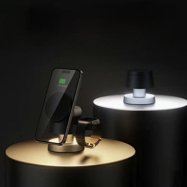 Беспроводное зарядное устройство+ ночник 4 в 1 WC6061, iPhone, AirPods, Apple Watch