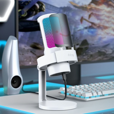Микрофон конденсаторный Fifine AmpliGame A8 RGB, USB, белый