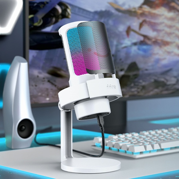 Микрофон конденсаторный Fifine AmpliGame A8 RGB, USB, белый