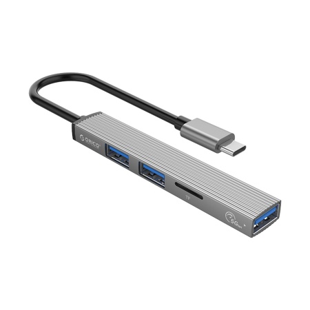 TypeC - USB-разветвитель + кард-ридер ORICO AH-12F-GY, 3 порта