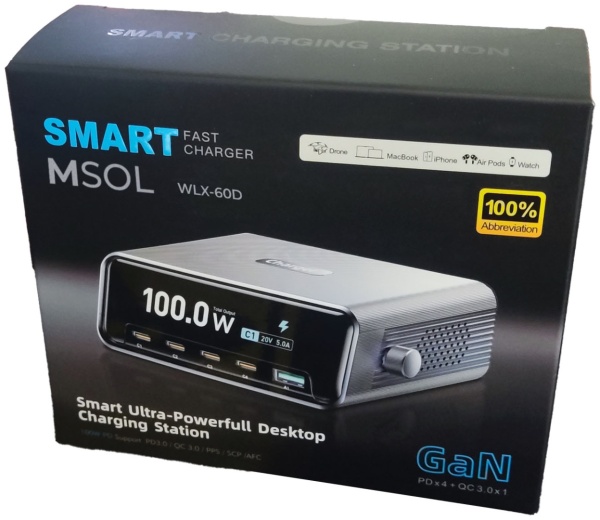 Зарядная станция WLX-60D SMART 100W GaN, интеллектуальный экран