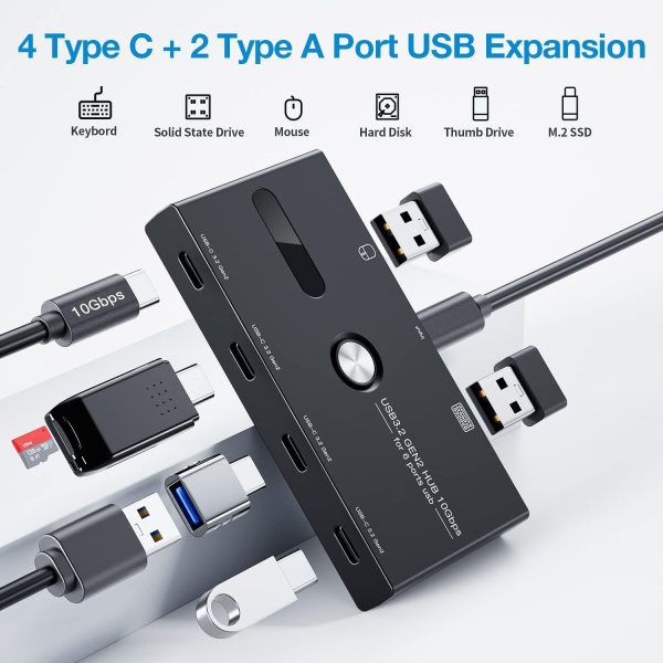 USB 3.2 GEN2-разветвитель MSol H3, 6 портов