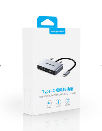 Конвертер USB Type-C → HDMI + VGA + USB 3.0 + PD Mindpure HU016, LX10810