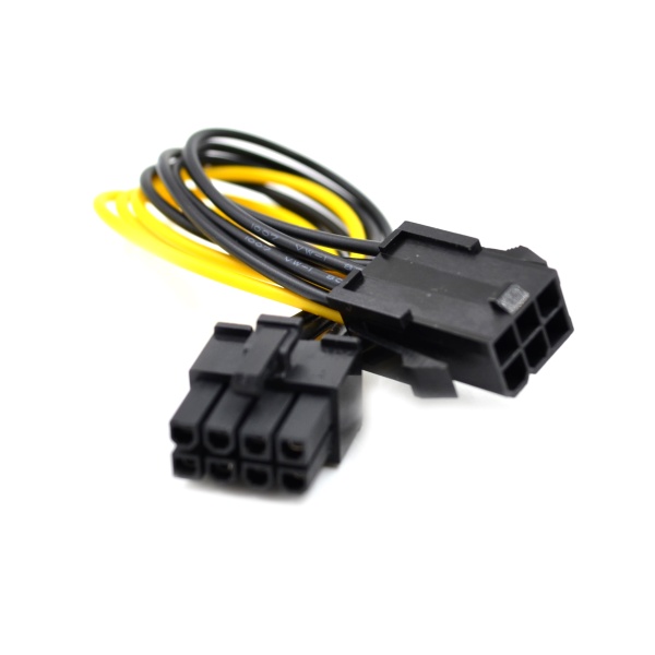 Кабель переходник PCIe 6pin F - PCIe 8pin M, 20см