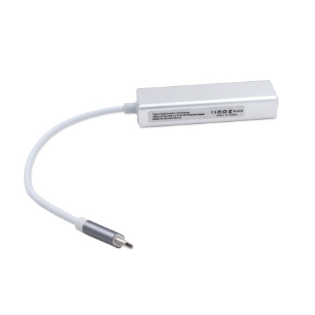 Сетевая карта TypeC + USB 3.0 HUB 3-порта, алюминий