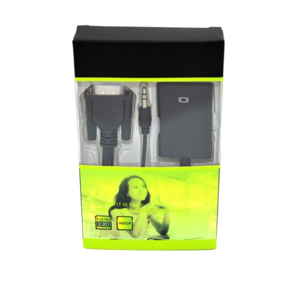 Конвертер VGA M - HDMI F + 3.5 мм, питание 5V,1A
