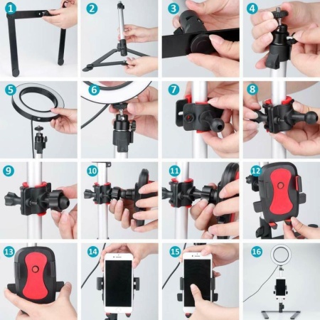 Кольцевая лампа XWJ-1809, настольная, держатель телефона