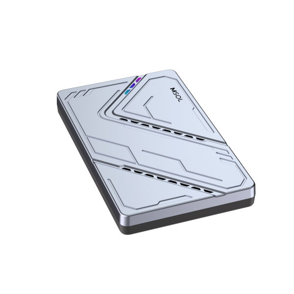 Внешний бокс MSOL K803, USB3.1 TypeC, чип RTL9201R, серебристый