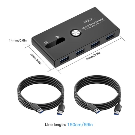 USB 3.0 KVM-переключатель MSol U3210G, 2 входа - 4 выхода 