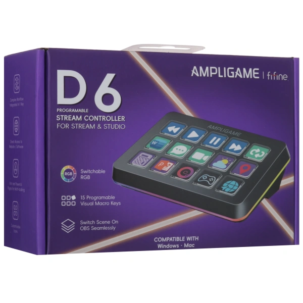 Стрим контроллер Fifine AMPLIGAME D6