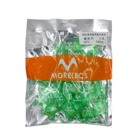 Коннектор Moreleces RJ45, цветные, 1уп.-30 шт