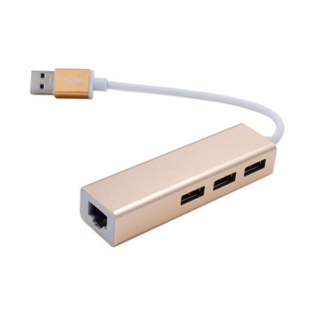 Сетевая карта USB 3.0 + USB 3.0 HUB 3-порта, алюминий