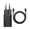 Сетевое зарядное устройство Baseus Super Si, 3 A, 20 Вт, USB Type C - Lightning - 1 м, чёрное