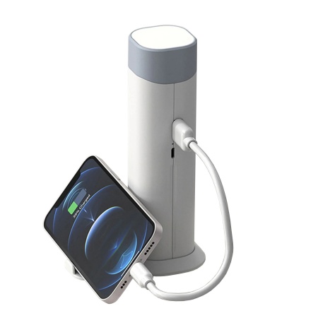 Настольный светильник - фонарь D16 + повербанк, белый