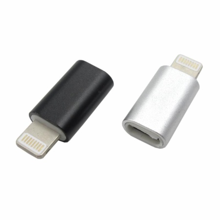 Переходник MicroUSB F - Lightning, металлический