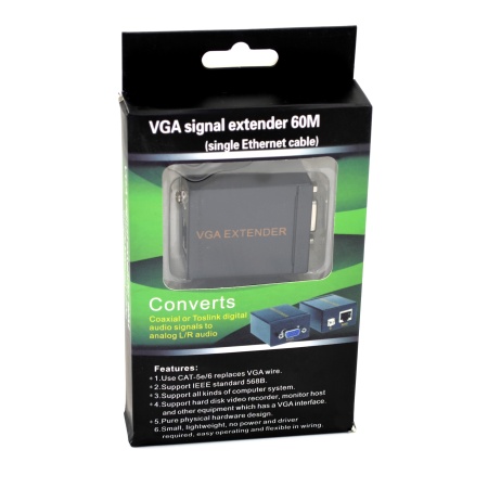 Удлинитель VGA, до 60 м, патч корд