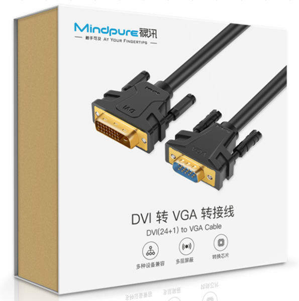 Кабель DVI-I M - VGA M, Mindpure AD039, LX10423, 1.8 м