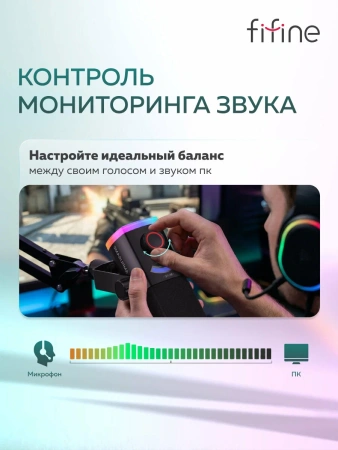 Набор Fifine AM8 ProT (Микрофон AM8 + Led пантограф), чёрный