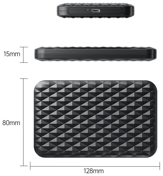 Внешний бокс ORICO 2520C3-V1-BK-EP, SATA, TypeC, чёрный