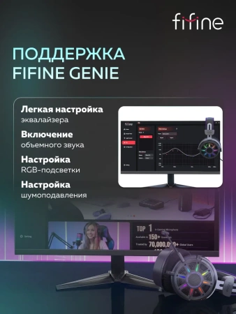 Проводная гарнитура Fifine AMPLIGAME H19 USB