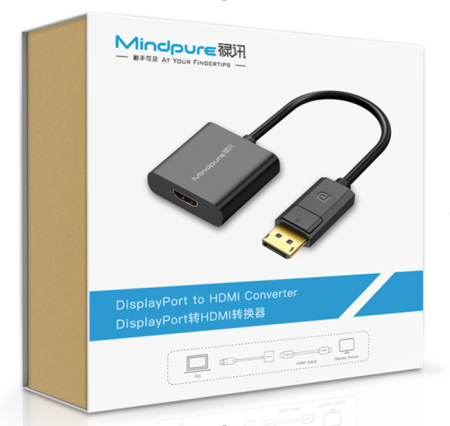 Конвертер DisplayPort M - HDMI F, Mindpure AD003, LX10204
