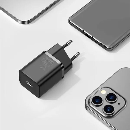Сетевое зарядное устройство Baseus Super Si, 3 A, 20 Вт, USB Type C - Lightning - 1 м, чёрное