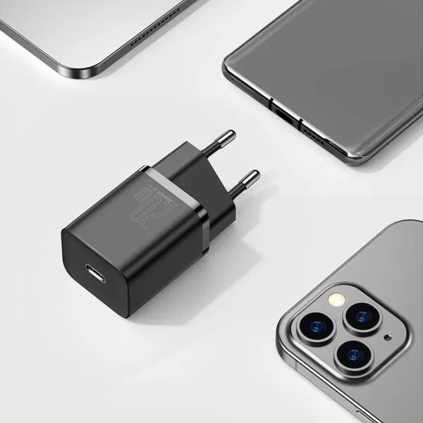 Сетевое зарядное устройство Baseus Super Si, 3 A, 20 Вт, USB Type C - Lightning - 1 м, чёрное